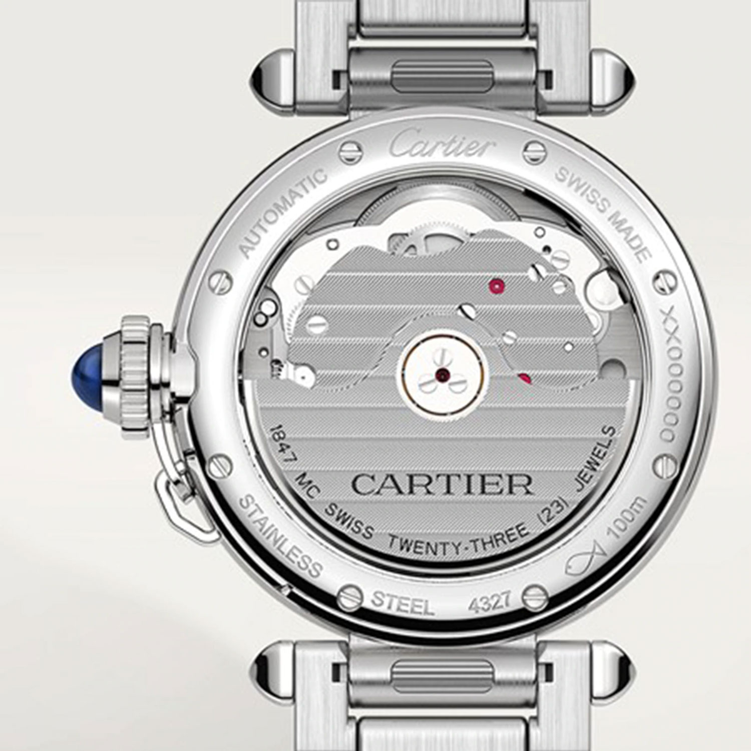 Pasha De Cartier Watch 35mm, Automatic Movement, Steel, Interchangeable Metal And Leather Straps - Image 2